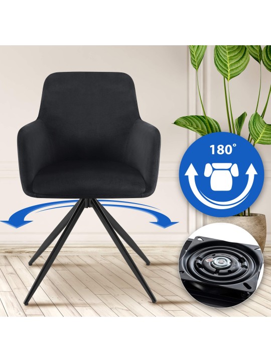 Chaise de salle à manger en velours Olema, noir Chaise de salle à manger en velours Olema, noir