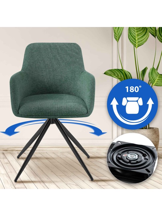 Chaise de salle à manger Olema en tissu, vert Chaise de salle à manger Olema en tissu, vert