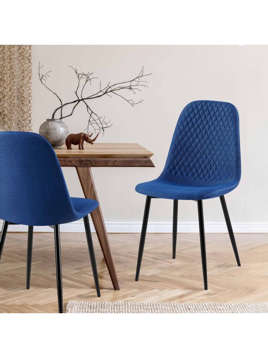Lot de 4 chaises Giverny tissu, bleu Lot de 4 chaises Giverny tissu, bleu