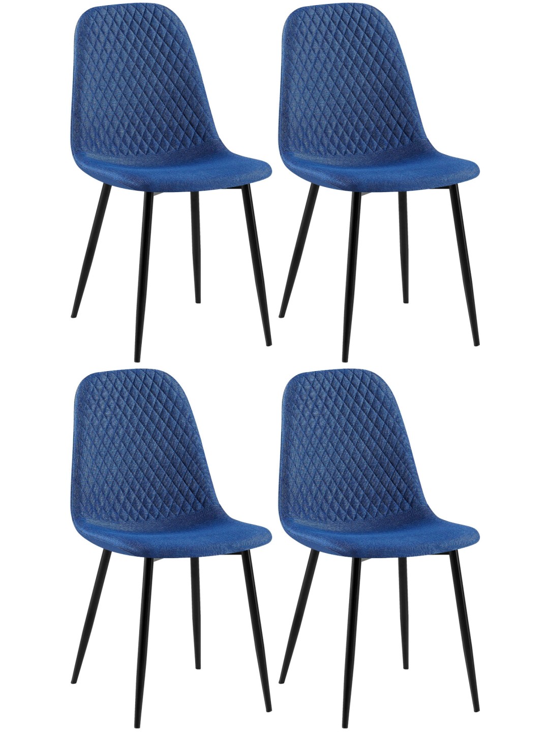 Lot de 4 chaises Giverny tissu, bleu