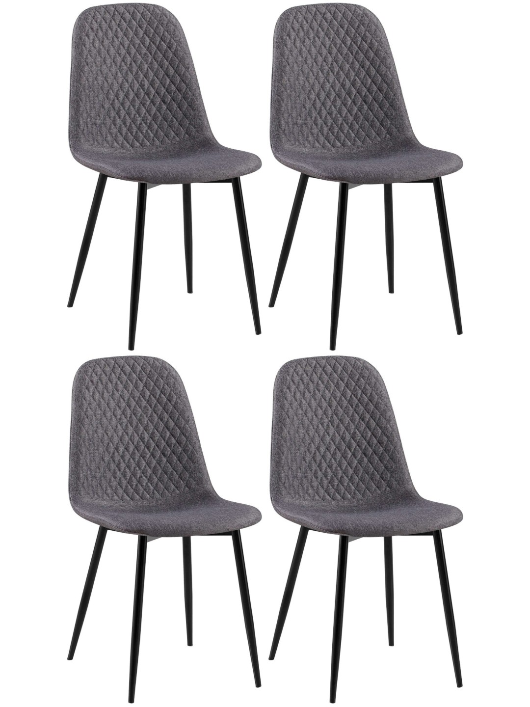 Lot de 4 chaises Giverny tissu, gris foncé
