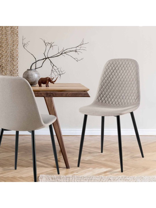 Lot de 4 chaises Giverny tissu, gris