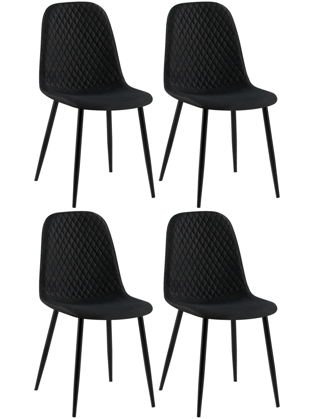 Lot de 4 chaises Giverny tissu, noir