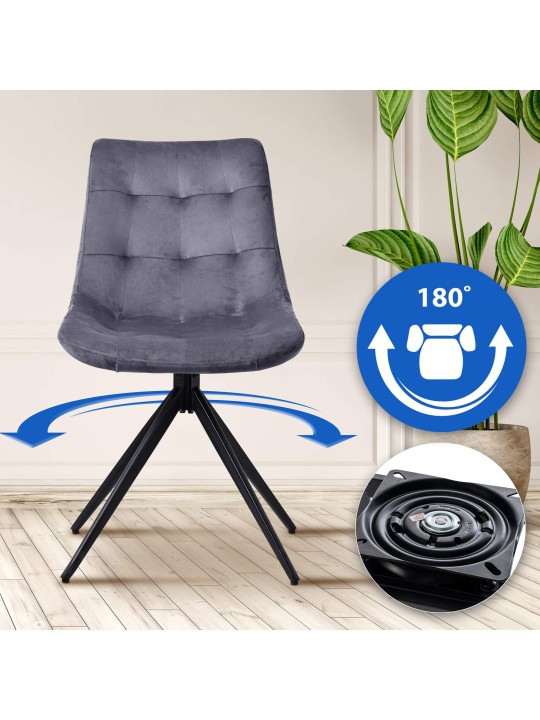 Chaise de salle à manger en velours Merna, gris foncé Chaise de salle à manger en velours Merna, gris foncé