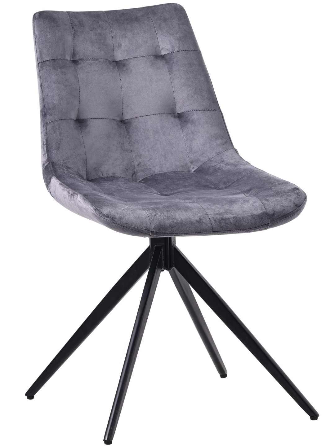 Chaise de salle à manger en velours Merna, gris foncé