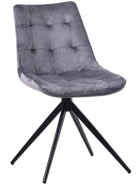 Chaise de salle à manger en velours Merna, gris foncé Chaise de salle à manger en velours Merna, gris foncé