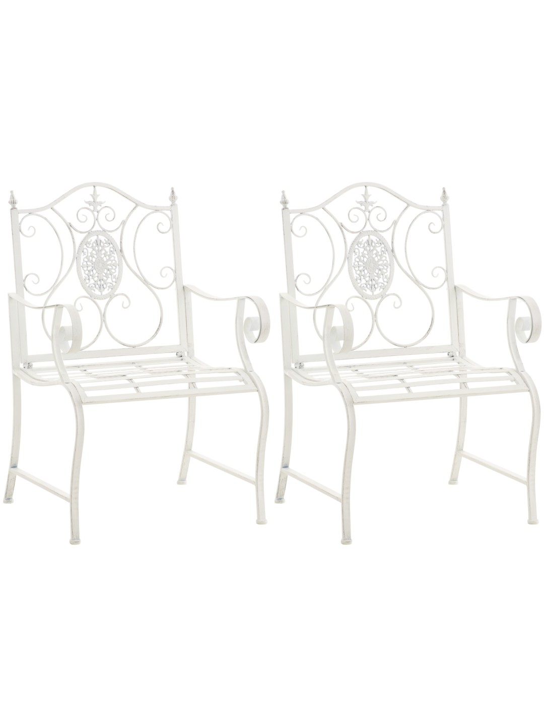 Lot de 2 chaises de jardin Punjab, blanc antique