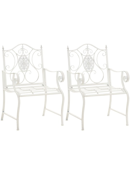 Lot de 2 chaises de jardin Punjab, blanc antique Lot de 2 chaises de jardin Punjab, blanc antique