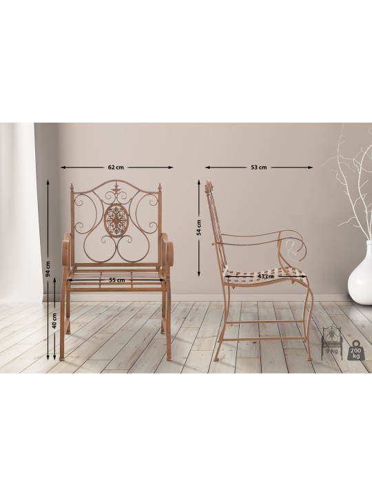 Lot de 2 chaises de jardin Punjab, brun antique Lot de 2 chaises de jardin Punjab, brun antique