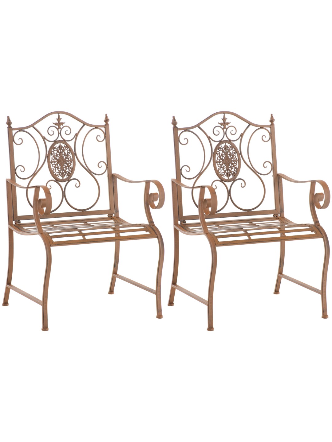 Lot de 2 chaises de jardin Punjab, brun antique