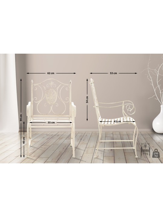 Lot de 2 chaises de jardin Punjab, crème antique Lot de 2 chaises de jardin Punjab, crème antique