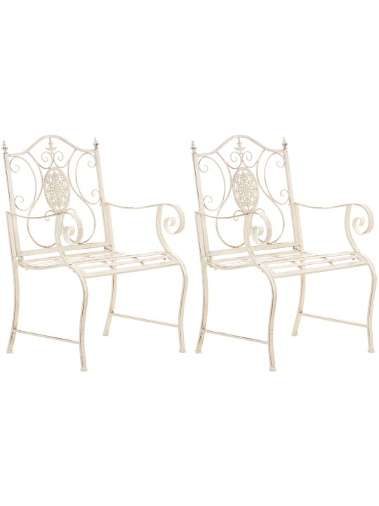 Lot de 2 chaises de jardin Punjab, crème antique Lot de 2 chaises de jardin Punjab, crème antique