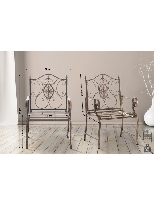 Lot de 2 chaises de jardin Punjab, bronze