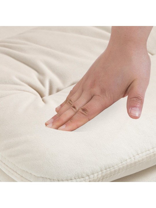 Lot de 2 tabourets de bar velours Damar, crème