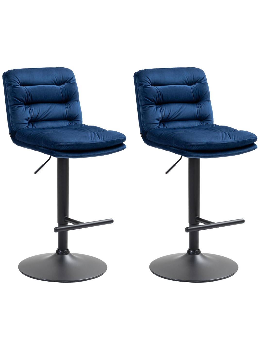Lot de 2 tabourets de bar velours Damar, bleu
