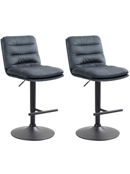 Lot de 2 tabourets de bar velours Damar, gris foncé Lot de 2 tabourets de bar velours Damar, gris foncé