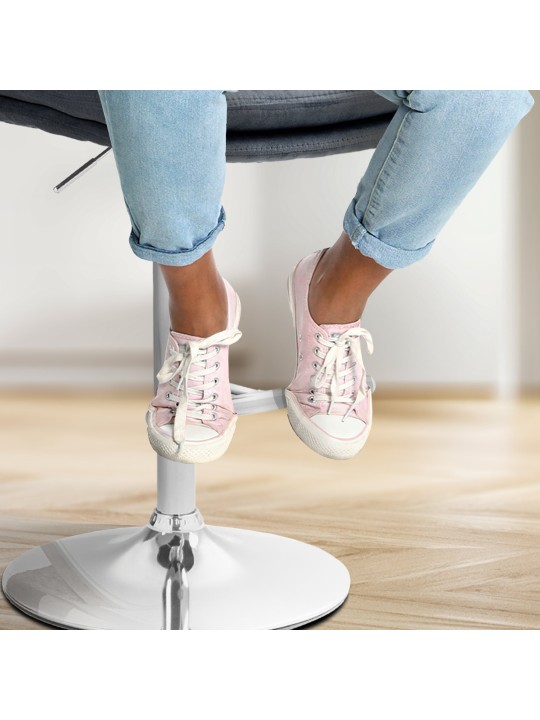 Lot de 2 tabourets de bar Damar velours chrome, gris foncé