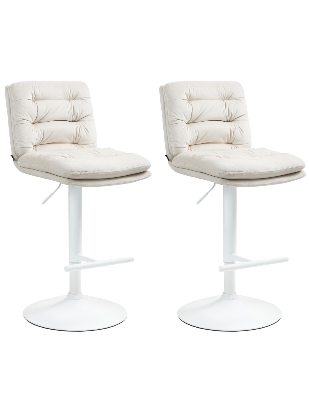 Lot de 2 tabourets de bar velours Damar, crème