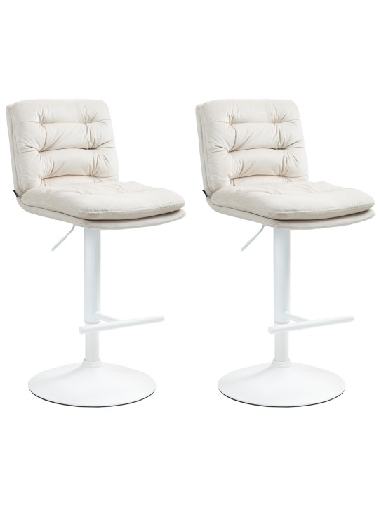 Lot de 2 tabourets de bar velours Damar, crème
