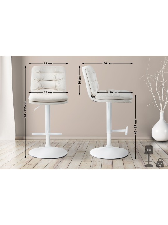 Lot de 2 tabourets de bar velours Damar, crème