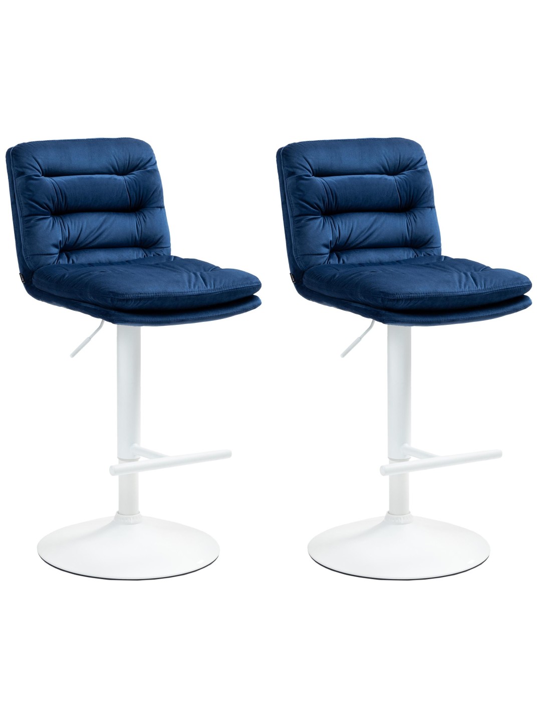 Lot de 2 tabourets de bar velours Damar, bleu
