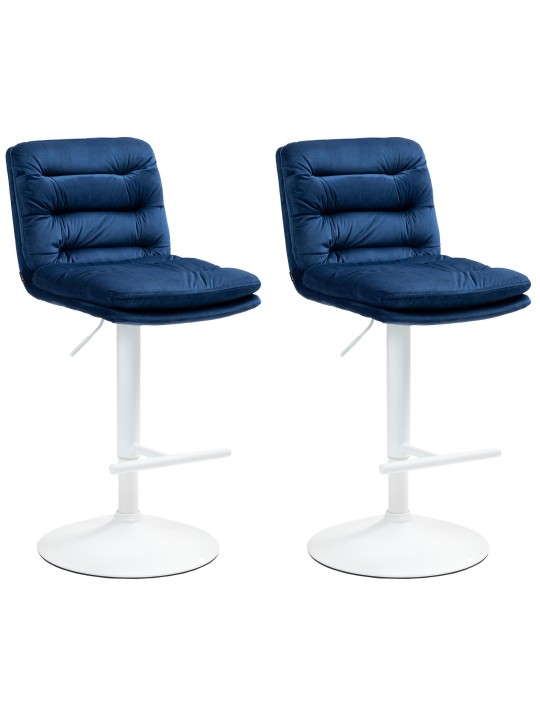 Lot de 2 tabourets de bar velours Damar, bleu