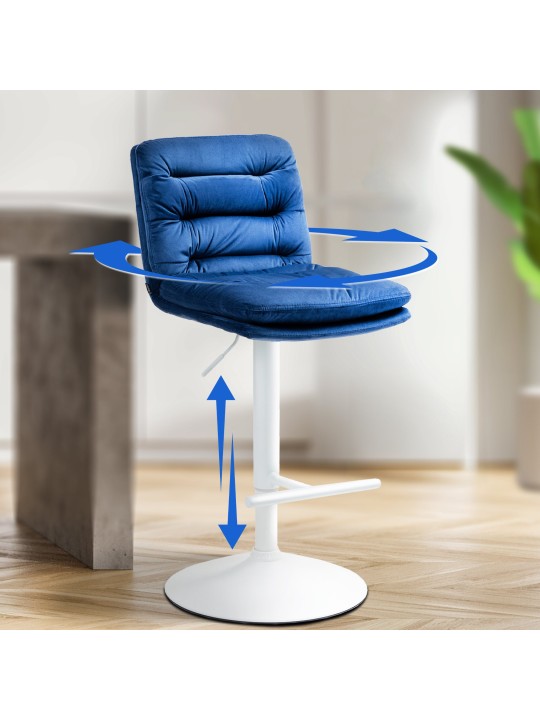 Lot de 2 tabourets de bar velours Damar, bleu