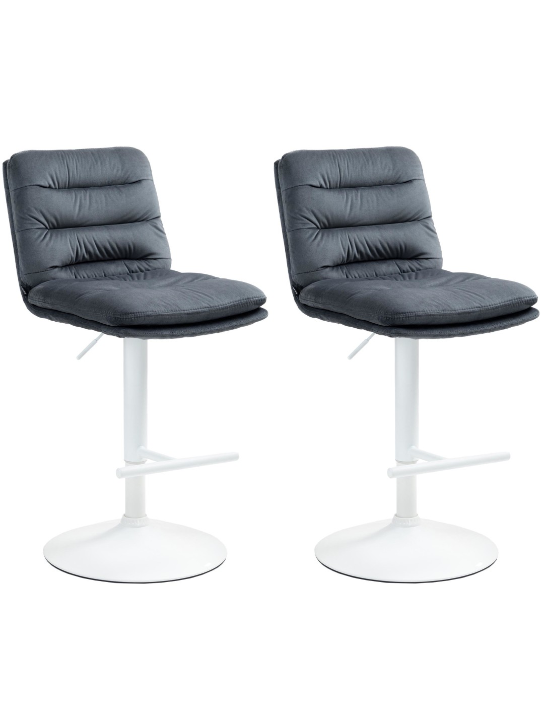 Lot de 2 tabourets de bar velours Damar, gris foncé