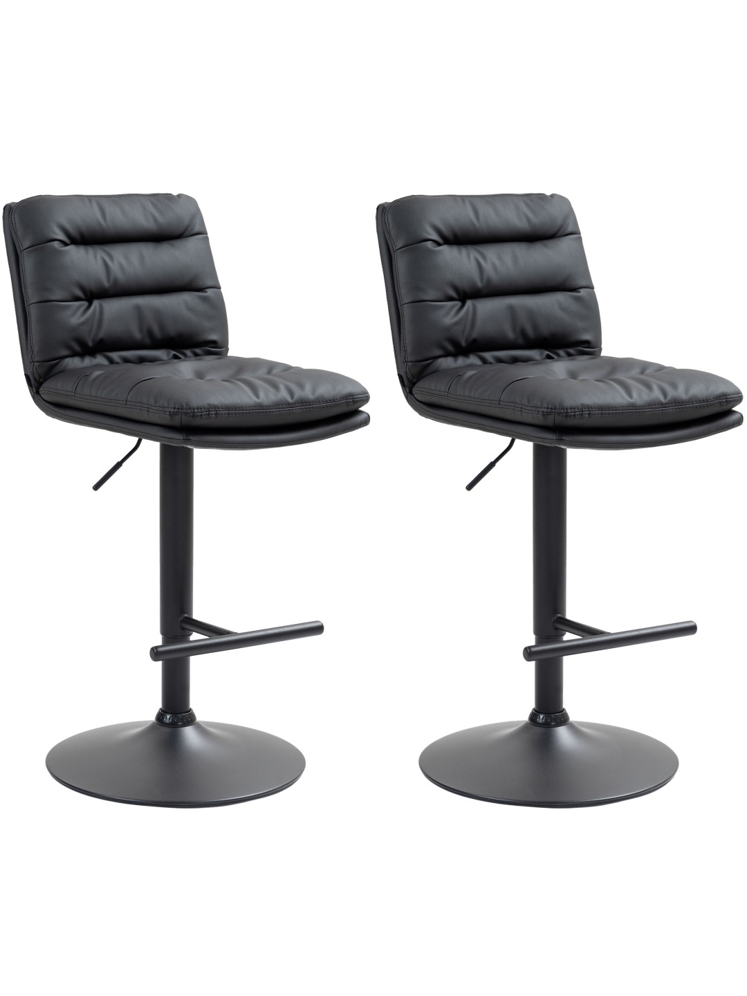 Lot de 2 tabourets de bar Damar simili cuir, noir