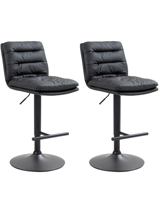 Lot de 2 tabourets de bar Damar simili cuir, noir