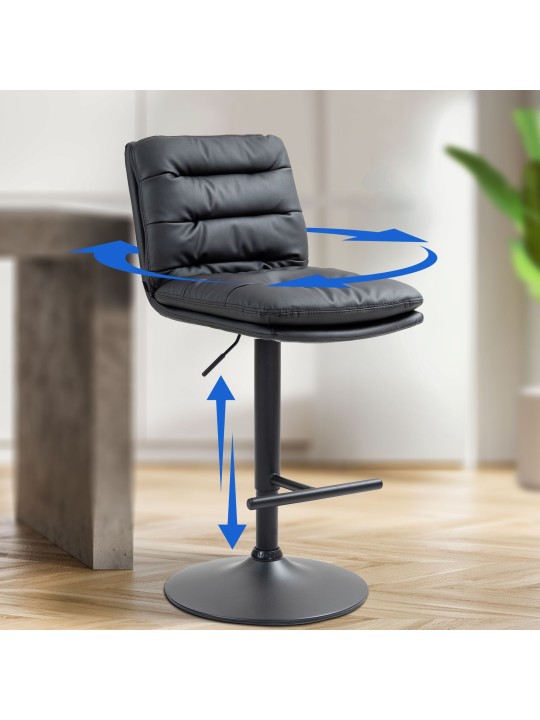 Lot de 2 tabourets de bar Damar simili cuir, noir