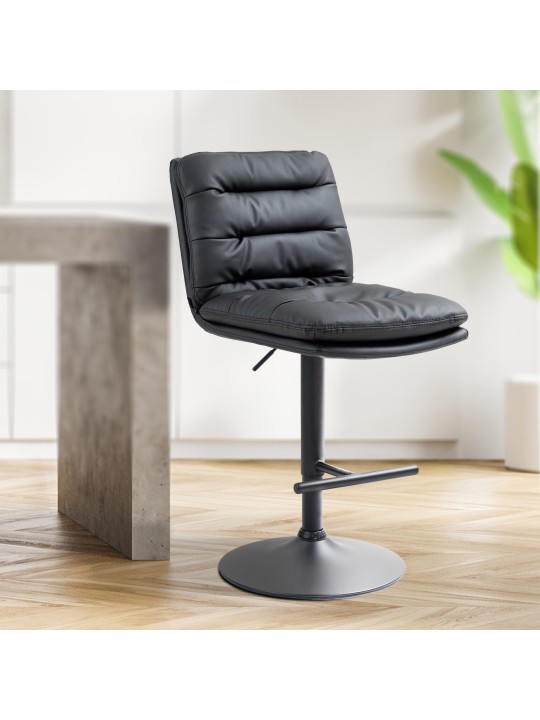 Lot de 2 tabourets de bar Damar simili cuir, noir