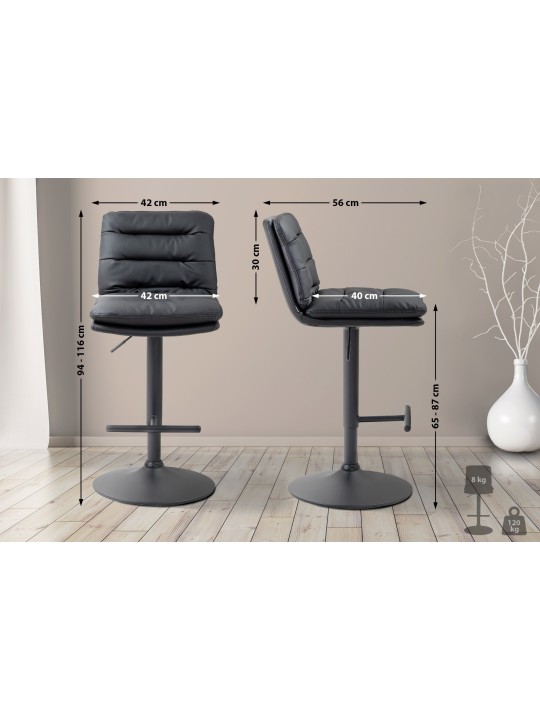 Lot de 2 tabourets de bar Damar simili cuir, noir