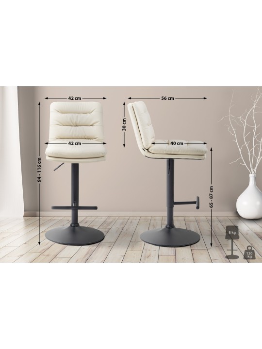 Lot de 2 tabourets de bar Damar simili cuir, crème