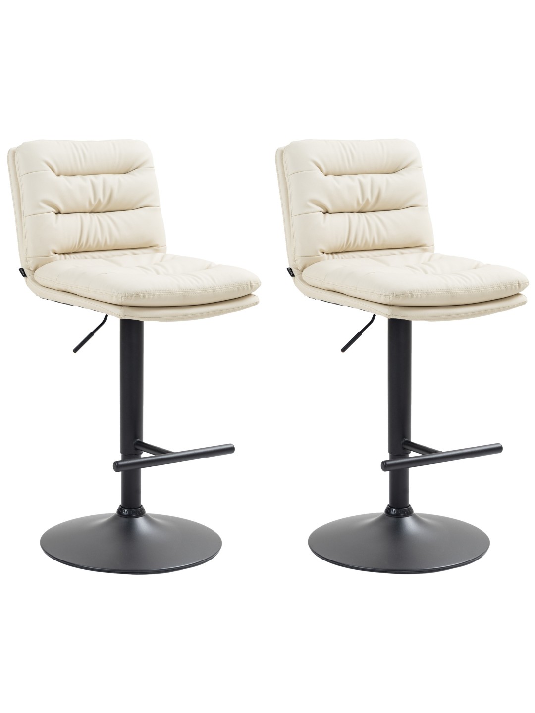 Lot de 2 tabourets de bar Damar simili cuir, crème