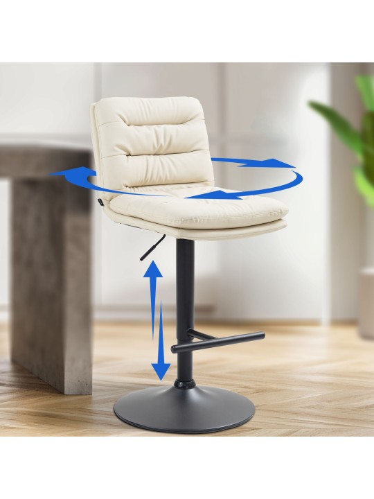 Lot de 2 tabourets de bar Damar simili cuir, crème