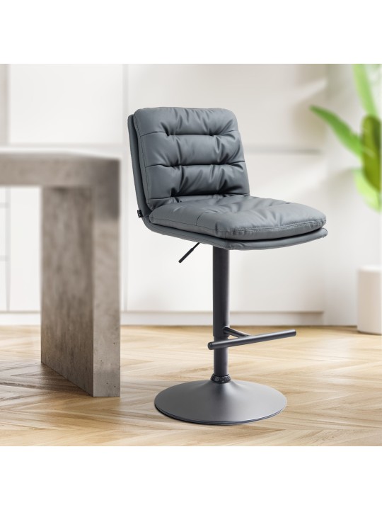 Lot de 2 tabourets de bar Damar simili cuir, gris Lot de 2 tabourets de bar Damar simili cuir, gris