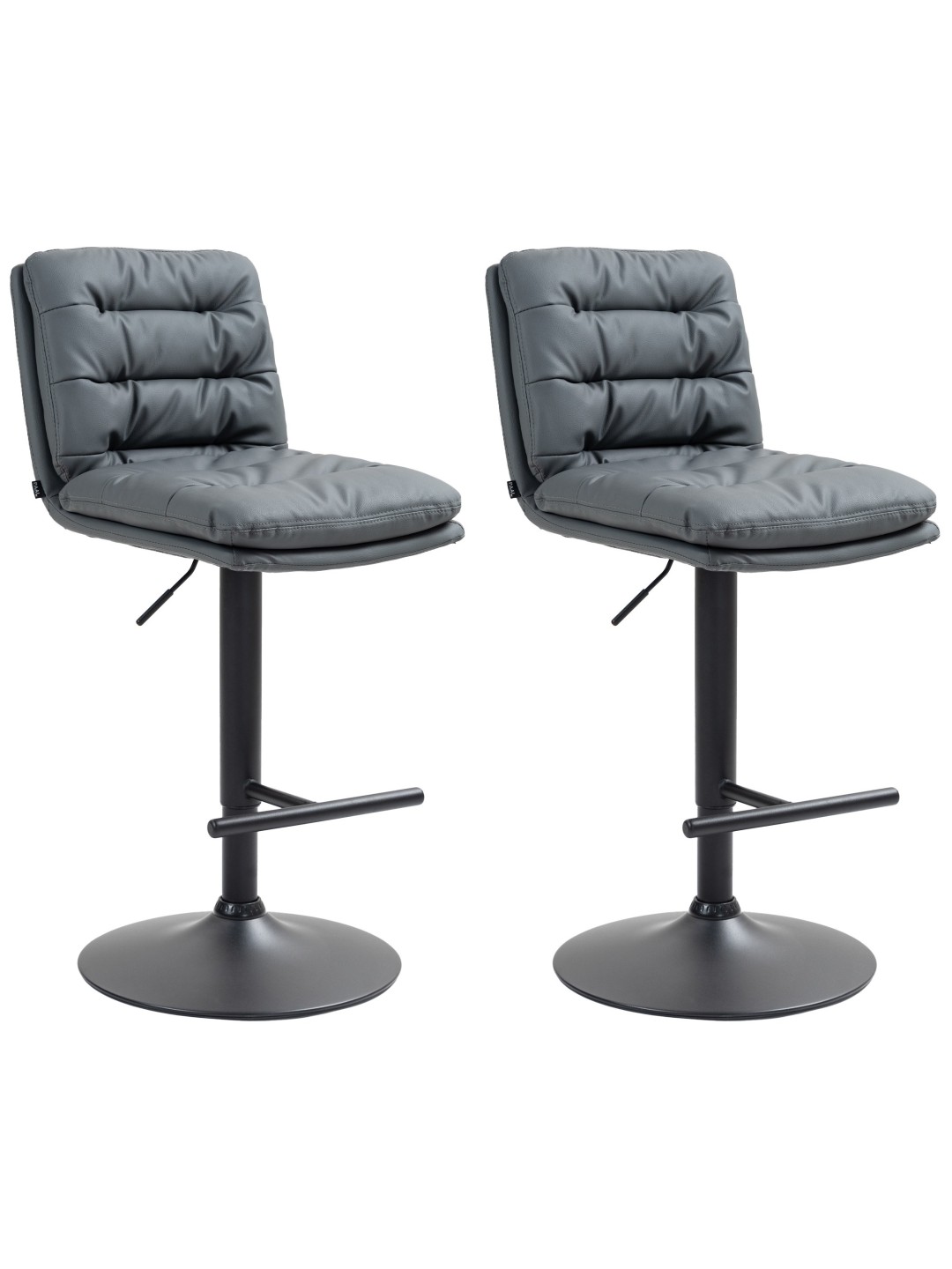 Lot de 2 tabourets de bar Damar simili cuir, gris