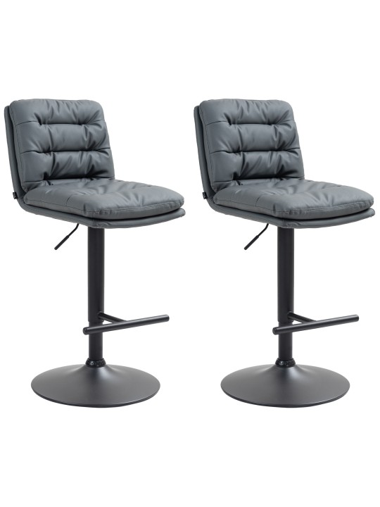 Lot de 2 tabourets de bar Damar simili cuir, gris Lot de 2 tabourets de bar Damar simili cuir, gris
