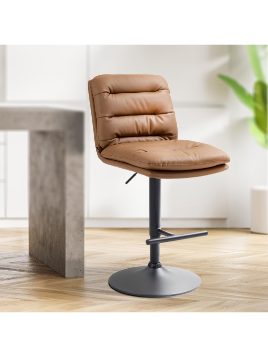 Lot de 2 tabourets de bar Damar simili cuir, brun clair