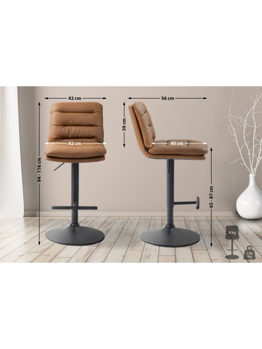 Lot de 2 tabourets de bar Damar simili cuir, brun clair
