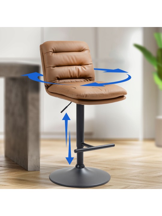 Lot de 2 tabourets de bar Damar simili cuir, brun clair