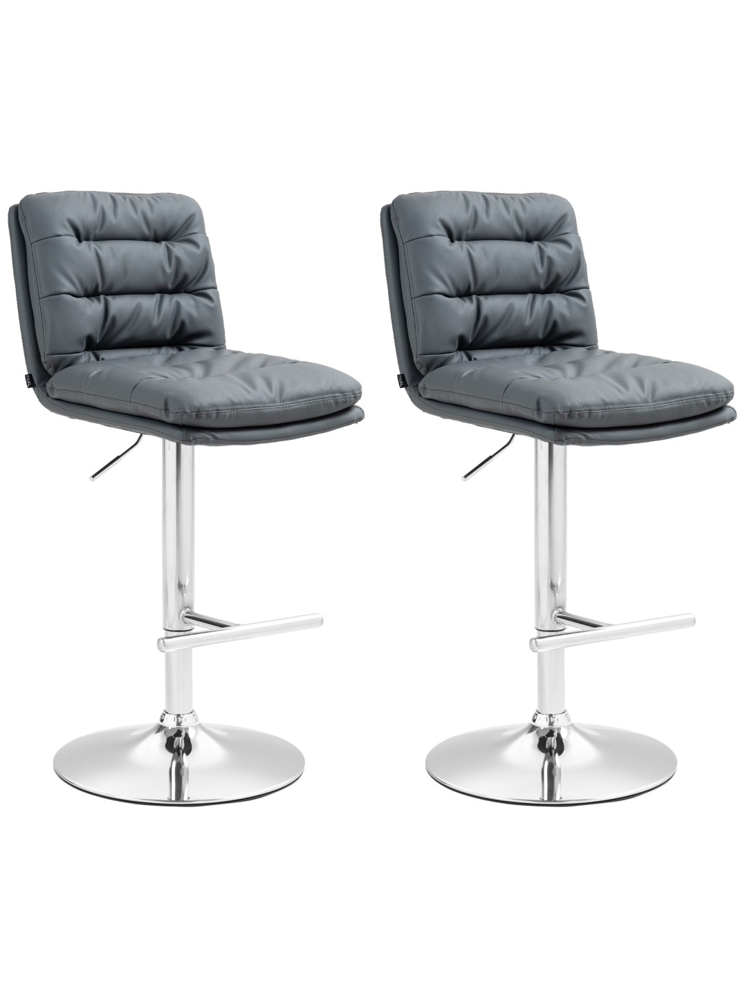 Lot de 2 tabourets de bar Damar simili cuir chromé, gris