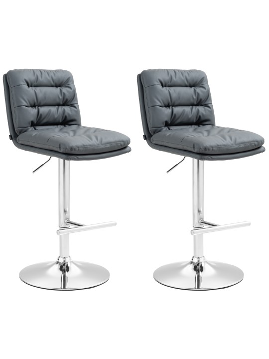 Lot de 2 tabourets de bar Damar simili cuir chromé, gris