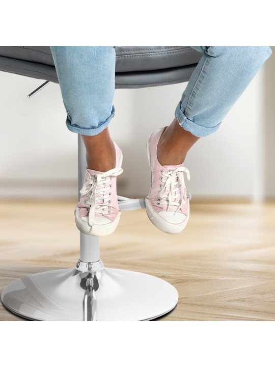 Lot de 2 tabourets de bar Damar simili cuir chromé, gris