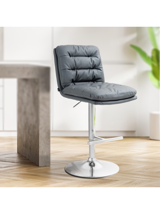 Lot de 2 tabourets de bar Damar simili cuir chromé, gris