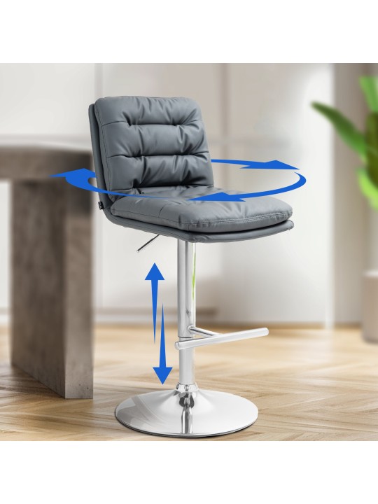 Lot de 2 tabourets de bar Damar simili cuir chromé, gris