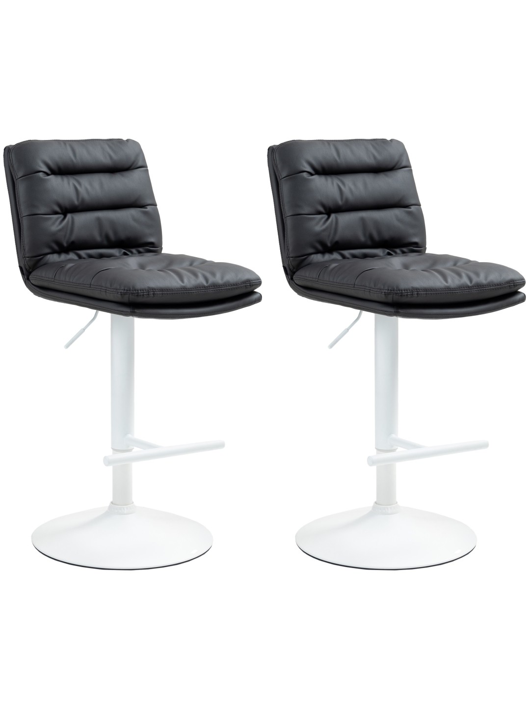 Lot de 2 tabourets de bar Damar simili cuir, noir