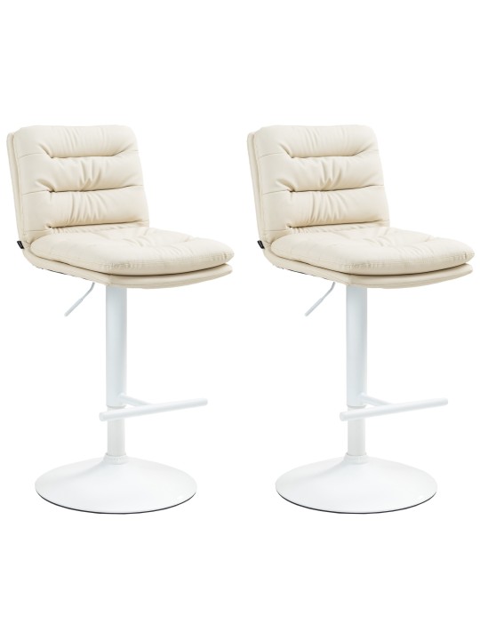 Lot de 2 tabourets de bar Damar simili cuir, crème Lot de 2 tabourets de bar Damar simili cuir, crème