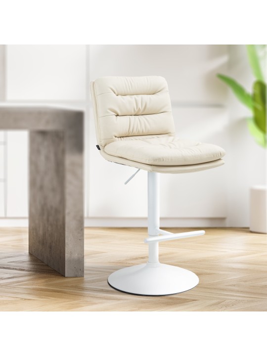Lot de 2 tabourets de bar Damar simili cuir, crème Lot de 2 tabourets de bar Damar simili cuir, crème